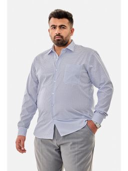 Snitch - Blue Geometric Full Sleeves Regular Casual Plus Size Shirt For Men