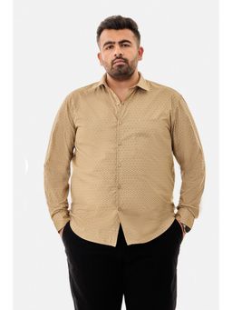 Snitch - Brown Geometric Full Sleeves Regular Casual Plus Size Shirt For Men