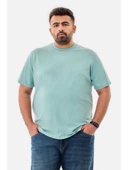 Snitch - Light Blue Solid Half Sleeves Regular Casual Plus Size T-Shirt For Men