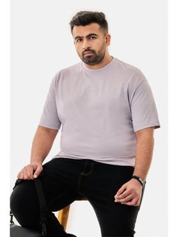 Snitch - Lilac Marble Solid Half Sleeves Oversized Casual Plus Size T-Shirt For Men