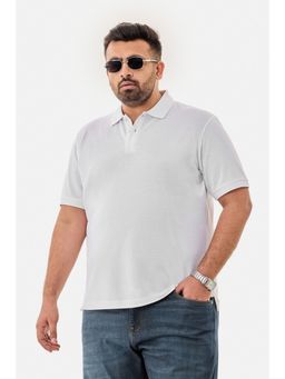 Snitch - White Solid Regular Casual Plus Size Polo T-Shirt For Men