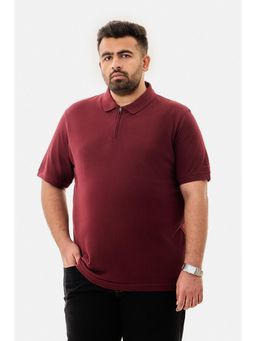 Snitch - Maroon Port Solid Regular Casual Plus Size Polo T-Shirt For Men