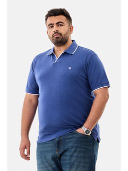 Snitch - Blue Solid Regular Casual Plus Size Polo T-Shirt For Men