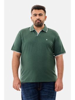 Snitch - Olive Solid Regular Casual Plus Size Polo T-Shirt For Men