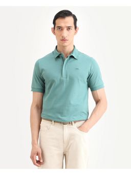 Rare Rabbit - Regular Fit Popcorn Concealed Placket Polo T-Shirt