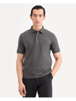 Rare Rabbit - Regular Fit Popcorn Concealed Placket Polo T-Shirt