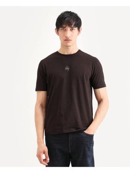 Rare Rabbit - Mens Wan Light Brown Cotton Blend Fabric Graphic Print T-Shirt
