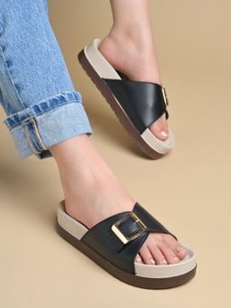 Shoetopia - Women Chic Black Comfort Sandals
