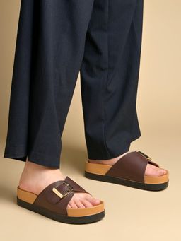 Shoetopia - Women Chic Brown Comfort Sandals