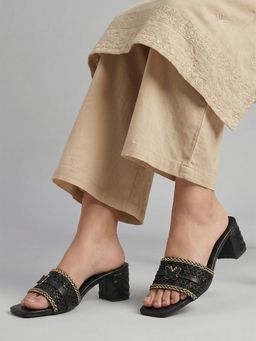 Dollphin - Women Black Elegant Blush Block Heels