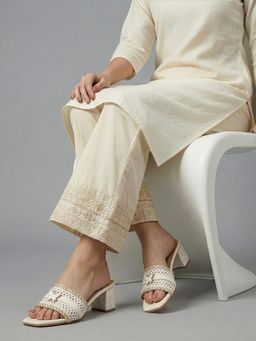 Dollphin - Women White Elegant Blush Block Heels