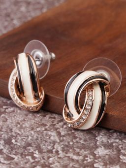 Estele - Gold Plated Sparkling Stud Earrings with Crystals for Women