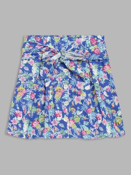 Blue Giraffe - Girls Blue Printed Skirt