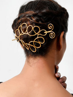Silvermerc Designs - Women Gold Toned Embellished Hair Pin