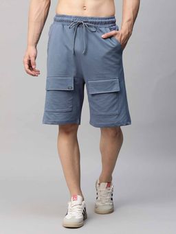 PRONK - Men's Cargo Shorts - Denim Blue