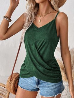 Outzidr - Womens Olive Shoulder Strappy Knit Top