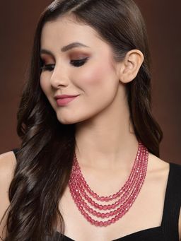 PANASH - Pink Beads Handcrafted Layered Necklace