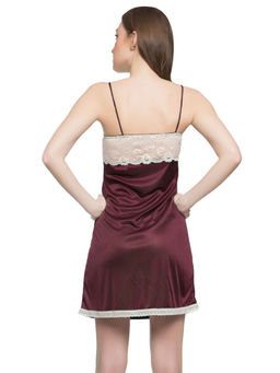 Clovia - Satin Nightslip In Navy - Blue