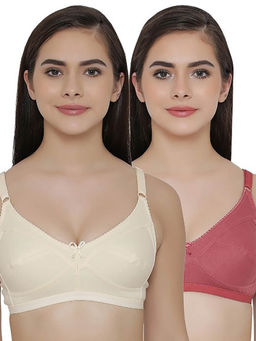 Clovia - Pack of 2 Full Coverage Non Padded Wirefree Full Cup Bra's - Multi-Color