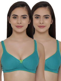 Clovia - Pack of 2 T-shirt Non Padded Wirefree Demicup Bra's - Green