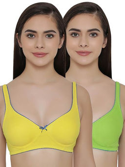 Clovia - Pack of 2 T-shirt Non Padded Wirefree Demicup Bra's - Multi-Color