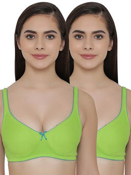 Clovia - Pack of 2 T-shirt Non Padded Wirefree Demicup Bra's - Green