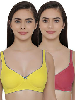 Clovia - Pack of 2 T-shirt Non Padded Wirefree Demicup Bra's - Multi-Color