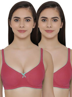 Clovia - Pack of 2 T-shirt Non Padded Wirefree Demicup Bra's - Pink