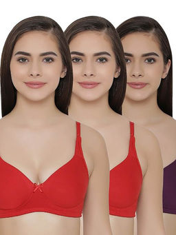 Clovia - Pack of 3 Full Coverage Non Padded Wirefree Full Cup Bra's - Multi-Color