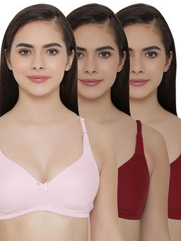 Clovia - Pack of 3 Full Coverage Non Padded Wirefree Full Cup Bra's - Multi-Color