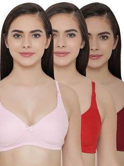 Clovia - Pack of 3 Full Coverage Non Padded Wirefree Full Cup Bra's - Multi-Color