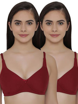 Clovia - Pack of 2 Full Coverage Non Padded Wirefree Full Cup Bra's - Maroon