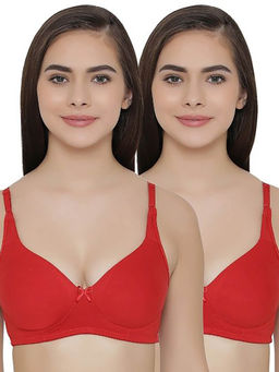 Clovia - Pack of 2 Full Coverage Non Padded Wirefree Full Cup Bra's - Red