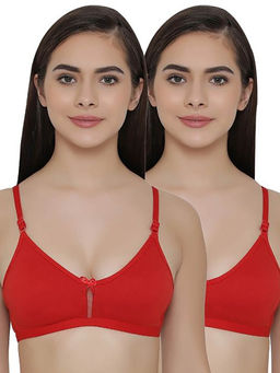 Clovia - Pack of 2 Full Coverage Non Padded Wirefree Full Cup Bra's - Red