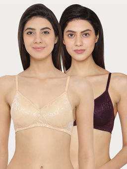 Clovia - Pack of 2 Lace Padded Non-Wired Bra - Multi-Color