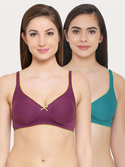 Clovia - Pack of 2 Cotton Non-Wired Non-Padded Bra - Multi-Color
