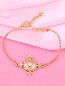 Estele - Gold Plated Round Shape Chain Bracelet for Men and Women
