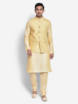 KISAH - Men Beige Kurta Jacket (Set of 3)