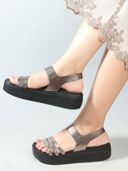 ELLE - Grey Slip On Casual Comfort Women Sandals