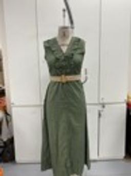 Twenty Dresses by Nykaa Fashion - Rust Frilled V Neck Button Down Midi Dress With Belt