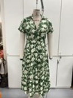 Twenty Dresses by Nykaa Fashion - Green Collared Button Down Tiered Midi Dress With Belt