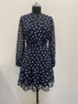 Twenty Dresses by Nykaa Fashion - Black Polka Dot Puff Sleeves Waist Cut Out Mini Dress