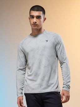 Technosport - Men Jacquard Slim Fit Round Neck Sports T-Shirt-Grey