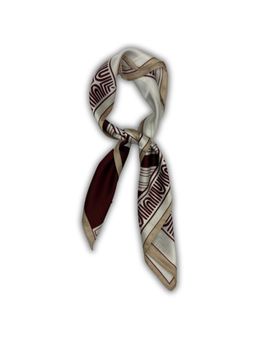 The Tie Hub - Maroon Off White Soft Finish Pure Silk Abstract Geometric Men Neckerchief