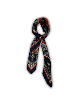 The Tie Hub - Navy Blue Rust Pure Microfiber Ornamental Medallion Men Neckerchief