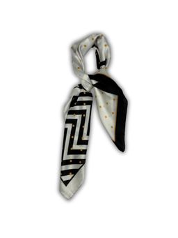 The Tie Hub - Black White Soft Finish Pure Microfiber Chevron Gold Dot Men Neckerchief