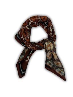 The Tie Hub - Maroon Beige Teal Reversible Wool Mosaic Star Men Scarf