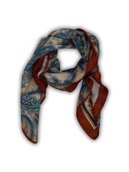 The Tie Hub - Rust Teal Reversible Wool Paisley Floral Men Scarf