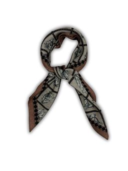 The Tie Hub - Beige Brown Reversible Wool Equestrian Geometric Men Scarf