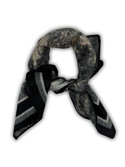 The Tie Hub - Black Grey Reversible Wool Scenic Stripe Men Scarf